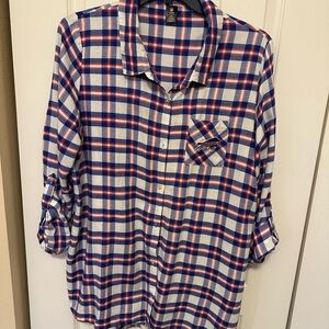 NFL Team Apparel Blue and Red Plaid Shirt